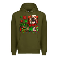 Army Green merry pawmas christmas bulldog Premium Hoodie - Jasminsmagicworld