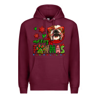 Burgundy merry pawmas christmas bulldog Premium Hoodie - Jasminsmagicworld