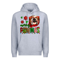 Heather Grey merry pawmas christmas bulldog Premium Hoodie - Jasminsmagicworld