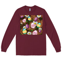 Burgundy Easter rabbit eggs Long Sleeve Tee - OliviaCreatesArt