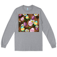 Heather Grey Easter rabbit eggs Long Sleeve Tee - OliviaCreatesArt