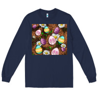 Navy Easter rabbit eggs Long Sleeve Tee - OliviaCreatesArt