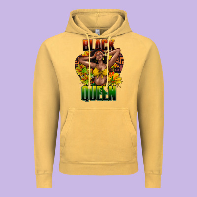 Black Queen Afro Vintage Hoodie Designed By Howdyjamesfarm