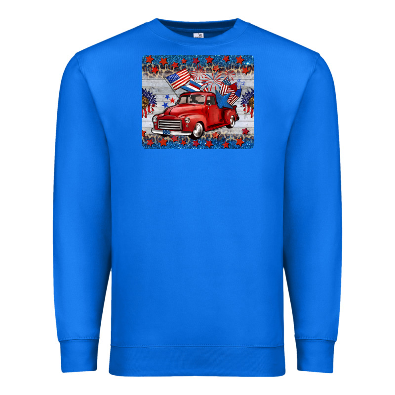 American Truck 4th Of July Mousepad Premium Sweatshirt by BarkalooDesign | Teevron