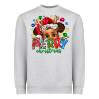 Heather Grey Merry Christmas Heavyweight Sweatshirt - CowhideDigitalArt