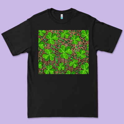 Saint Patricks Day Shamrock And Leopard Premium Tee Designed By Ranaportraitstore