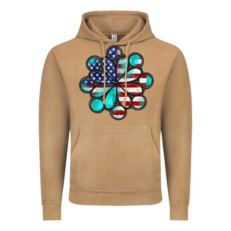 American Flag Turquoise Gemstone 4th Of July Vintage Hoodie by CowGirlArtShop | Teevron