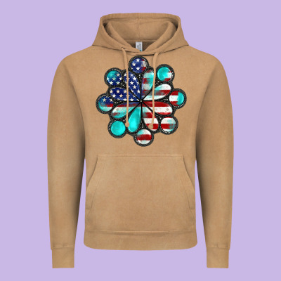 American Flag Turquoise Gemstone 4th Of July Vintage Hoodie Designed By Cowgirlartshop