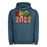 Pigment Midnight Navy happy 2022 with christmas tree cake Urban Hoodie - AdoDesignShop