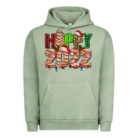 Pigment Oil Green happy 2022 with christmas tree cake Urban Hoodie - AdoDesignShop