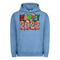 Pigment Pebble Blue happy 2022 with christmas tree cake Urban Hoodie - AdoDesignShop