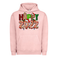Pigment Salmon happy 2022 with christmas tree cake Urban Hoodie - AdoDesignShop