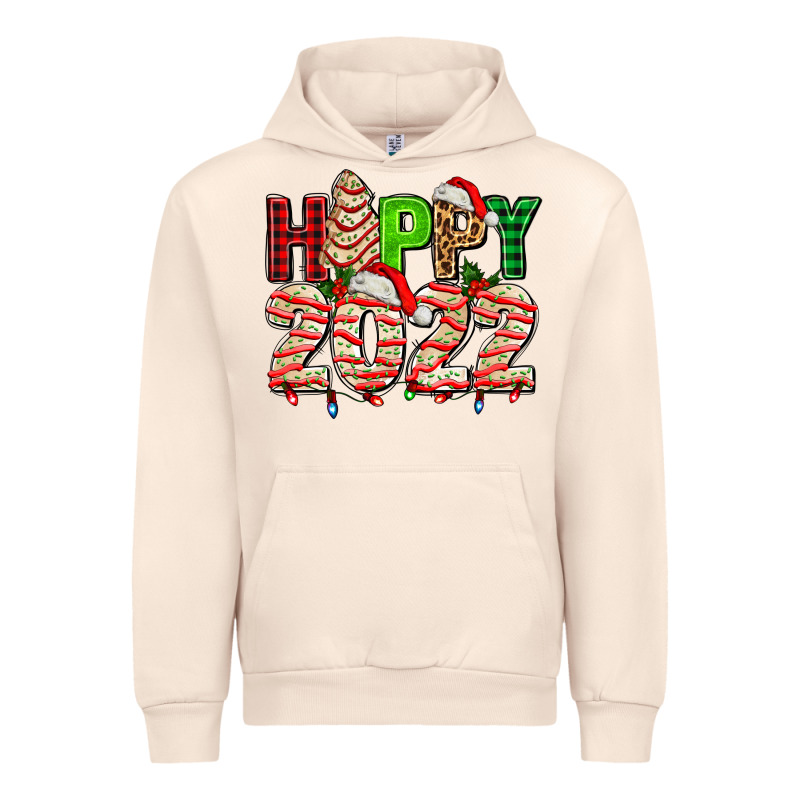 Happy 2022 With Christmas Tree Cake Urban Hoodie by AdoDesignShop | Teevron