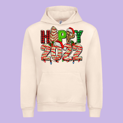 Happy 2022 With Christmas Tree Cake Urban Hoodie Designed By Adodesignshop
