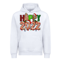 White happy 2022 with christmas tree cake Urban Hoodie - AdoDesignShop