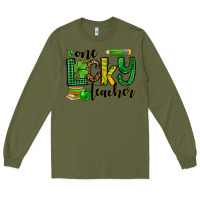 Army Green St. Patrick's One lucky Teacher Long Sleeve Tee - OliviaCreatesArt