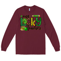 Burgundy St. Patrick's One lucky Teacher Long Sleeve Tee - OliviaCreatesArt