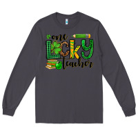 Smoke St. Patrick's One lucky Teacher Long Sleeve Tee - OliviaCreatesArt