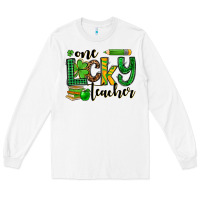 White St. Patrick's One lucky Teacher Long Sleeve Tee - OliviaCreatesArt