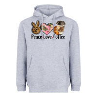Heather Grey peace love coffee Heavyweight Hoodie - BarkalooDesign