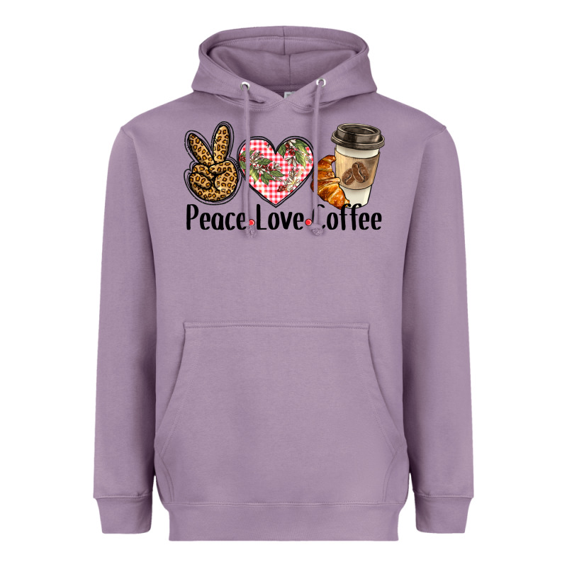 Peace Love Coffee Heavyweight Hoodie by BarkalooDesign | Teevron