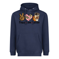 Navy peace love coffee Heavyweight Hoodie - BarkalooDesign