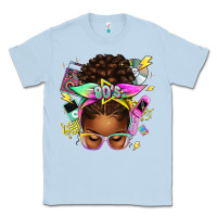 Dusty Blue 80's babe afro messy bun Classic Tee - texasbilliewilder