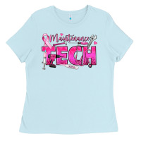 Baby Blue Breast Cancer Maintenance Tech Ladies Tee - texasbilliewilder