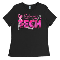 Black Breast Cancer Maintenance Tech Ladies Tee - texasbilliewilder