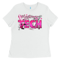 White Breast Cancer Maintenance Tech Ladies Tee - texasbilliewilder