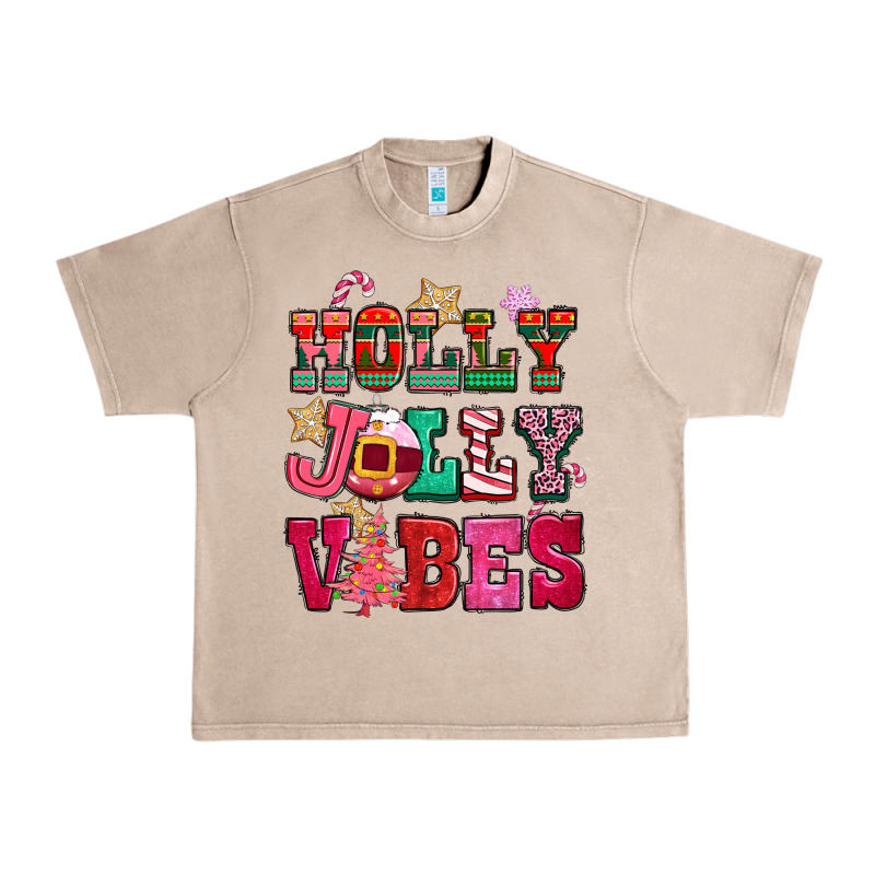 Holly Jolly Vibes Pink Christmas Urban Heavy Tee by CowGirlArtShop | Teevron