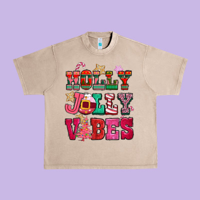 Holly Jolly Vibes Pink Christmas Urban Heavy Tee Designed By Cowgirlartshop