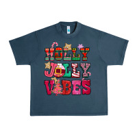Midnight Navy holly jolly vibes pink christmas Urban Heavy Tee - CowGirlArtShop