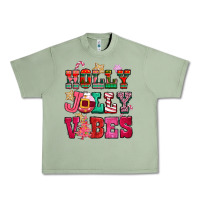 Oil Green holly jolly vibes pink christmas Urban Heavy Tee - CowGirlArtShop