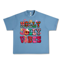 Pebble Blue holly jolly vibes pink christmas Urban Heavy Tee - CowGirlArtShop