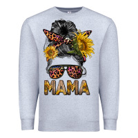 Heather Grey mess bun mama sunflowers Premium Sweatshirt - BarkalooDesign