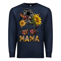 Navy mess bun mama sunflowers Premium Sweatshirt - BarkalooDesign