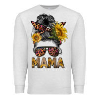 Oatmeal Heather mess bun mama sunflowers Premium Sweatshirt - BarkalooDesign