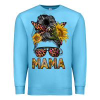 Ocean Blue mess bun mama sunflowers Premium Sweatshirt - BarkalooDesign