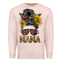 Pale Pink mess bun mama sunflowers Premium Sweatshirt - BarkalooDesign