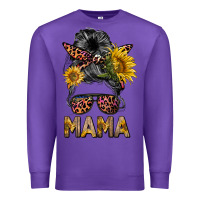 Purple mess bun mama sunflowers Premium Sweatshirt - BarkalooDesign