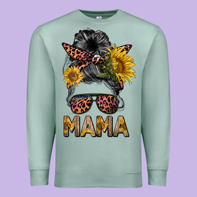 Mess Bun Mama Sunflowers Premium Sweatshirt Designed By Barkaloodesign