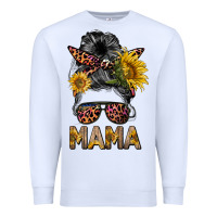 White mess bun mama sunflowers Premium Sweatshirt - BarkalooDesign