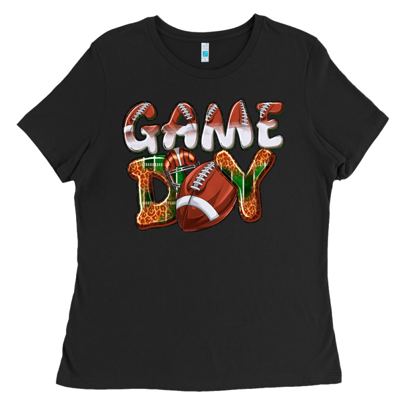 Game Day Leopard Football Ladies Tee by NancyCooperArtShop | Teevron
