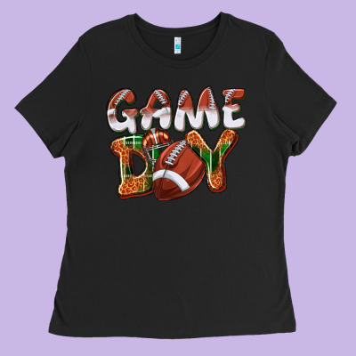 Game Day Leopard Football Ladies Tee Designed By Nancycooperartshop