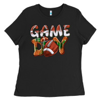 Black Game day leopard Football Ladies Tee - NancyCooperArtShop