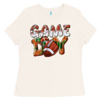 Bone Game day leopard Football Ladies Tee - NancyCooperArtShop