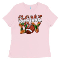 Bubblegum Pink Game day leopard Football Ladies Tee - NancyCooperArtShop