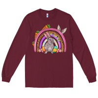 Burgundy Easter rainbow Long Sleeve Tee - OliviaCreatesArt