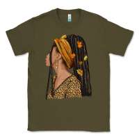 Army Green Fall afro woman Classic Tee - NancyCooperArtShop